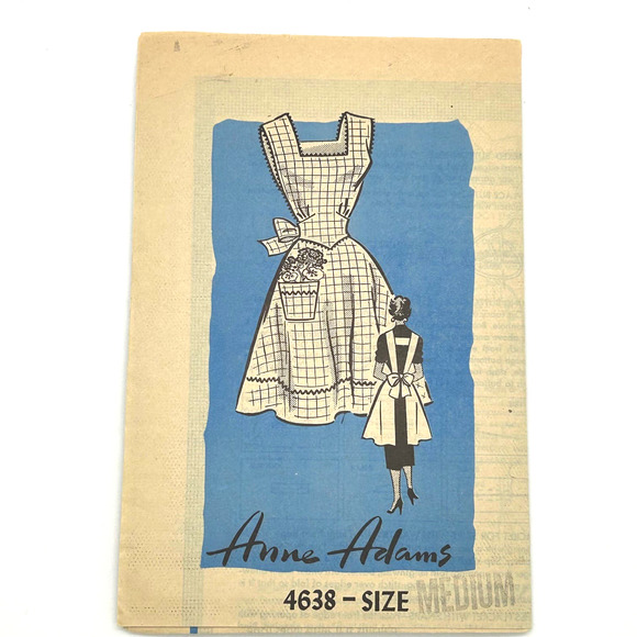 Anne Adams Vintage 1950's Mail Order Pattern #4638 Women's Bib Apron Size M - Picture 2 of 8